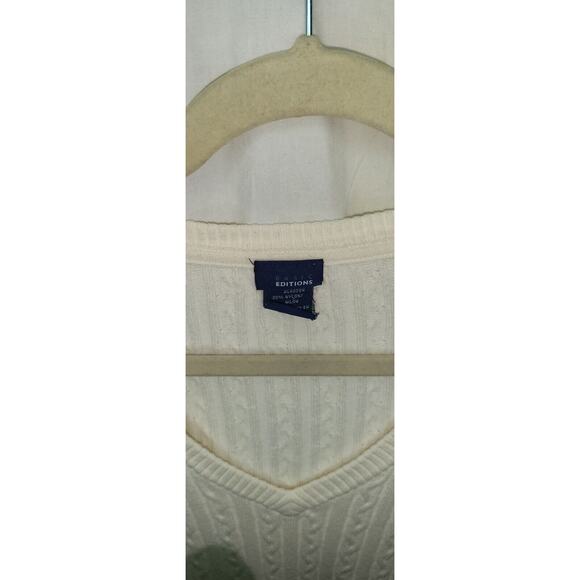 Basic Editions White Knit Long Sleeve Pullover Sweater Top Women’s Size XL - Picture 4 of 5